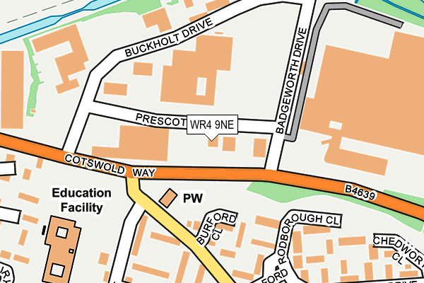 WR4 9NE map - OS OpenMap – Local (Ordnance Survey)