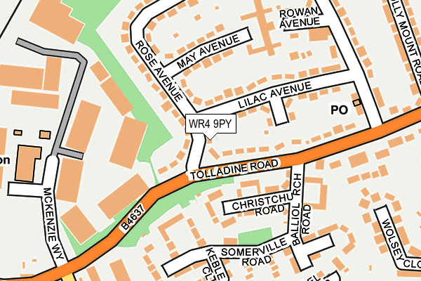 WR4 9PY map - OS OpenMap – Local (Ordnance Survey)