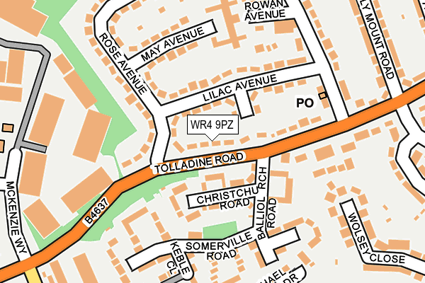 WR4 9PZ map - OS OpenMap – Local (Ordnance Survey)