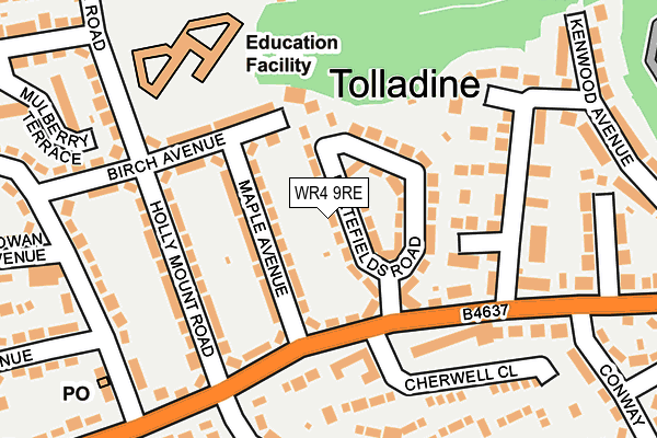 WR4 9RE map - OS OpenMap – Local (Ordnance Survey)