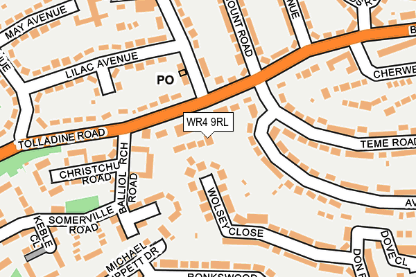 WR4 9RL map - OS OpenMap – Local (Ordnance Survey)