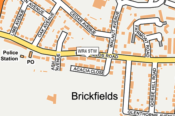 WR4 9TW map - OS OpenMap – Local (Ordnance Survey)