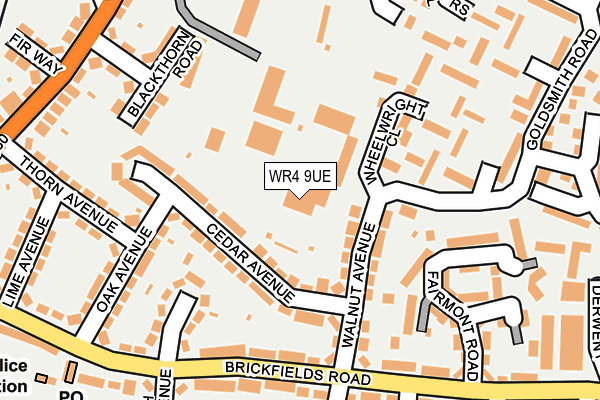 WR4 9UE map - OS OpenMap – Local (Ordnance Survey)