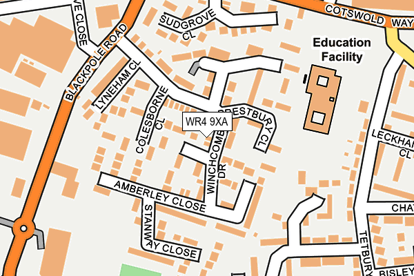 WR4 9XA map - OS OpenMap – Local (Ordnance Survey)