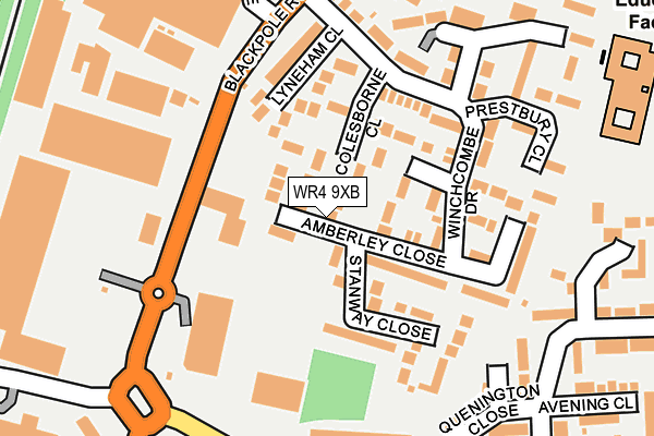 WR4 9XB map - OS OpenMap – Local (Ordnance Survey)