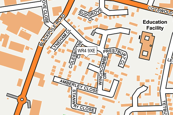 WR4 9XE map - OS OpenMap – Local (Ordnance Survey)