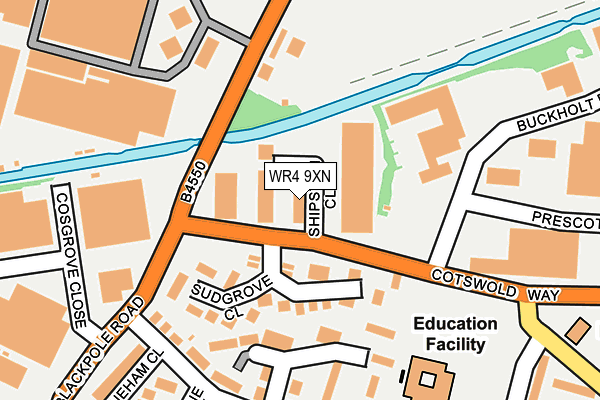 WR4 9XN map - OS OpenMap – Local (Ordnance Survey)