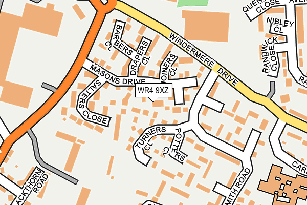 WR4 9XZ map - OS OpenMap – Local (Ordnance Survey)