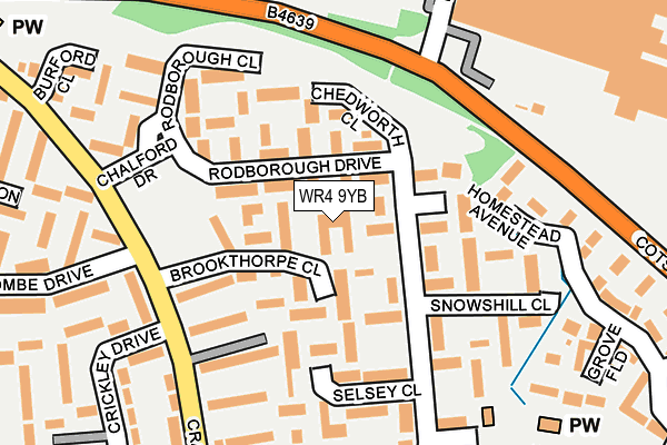 WR4 9YB map - OS OpenMap – Local (Ordnance Survey)