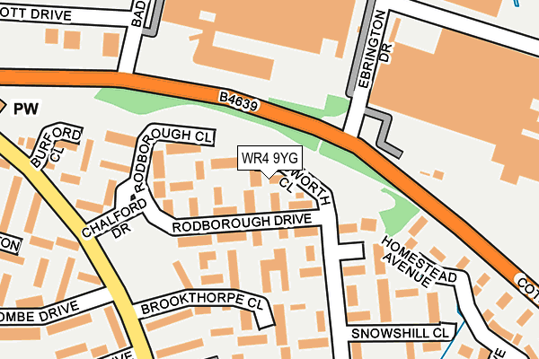 WR4 9YG map - OS OpenMap – Local (Ordnance Survey)