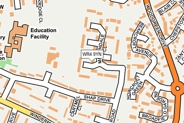 WR4 9YN map - OS OpenMap – Local (Ordnance Survey)