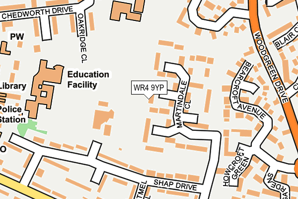 WR4 9YP map - OS OpenMap – Local (Ordnance Survey)