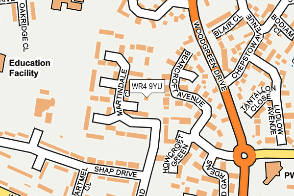 WR4 9YU map - OS OpenMap – Local (Ordnance Survey)