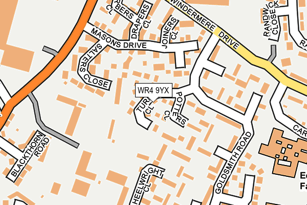 WR4 9YX map - OS OpenMap – Local (Ordnance Survey)