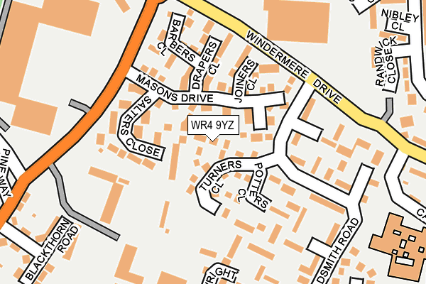 WR4 9YZ map - OS OpenMap – Local (Ordnance Survey)