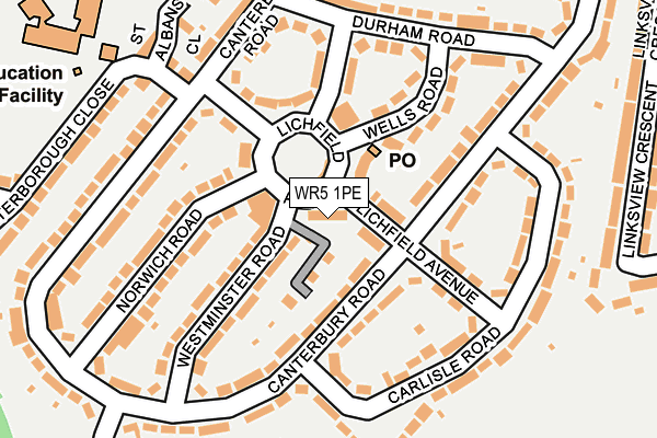 WR5 1PE map - OS OpenMap – Local (Ordnance Survey)