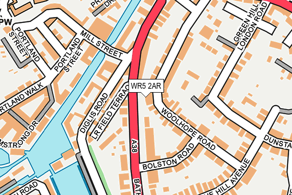 WR5 2AR map - OS OpenMap – Local (Ordnance Survey)