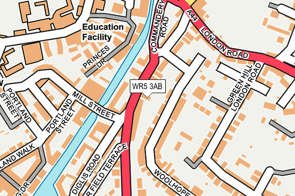 WR5 3AB map - OS OpenMap – Local (Ordnance Survey)