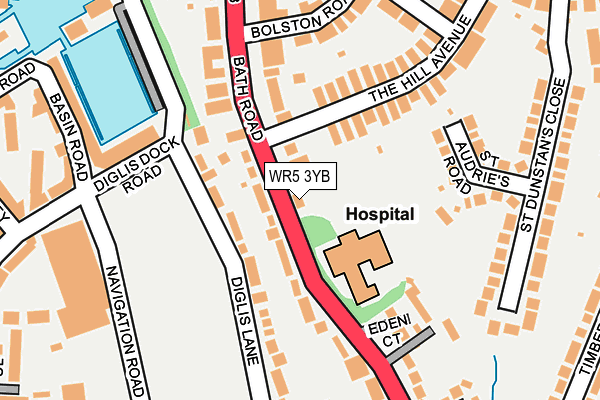 WR5 3YB map - OS OpenMap – Local (Ordnance Survey)