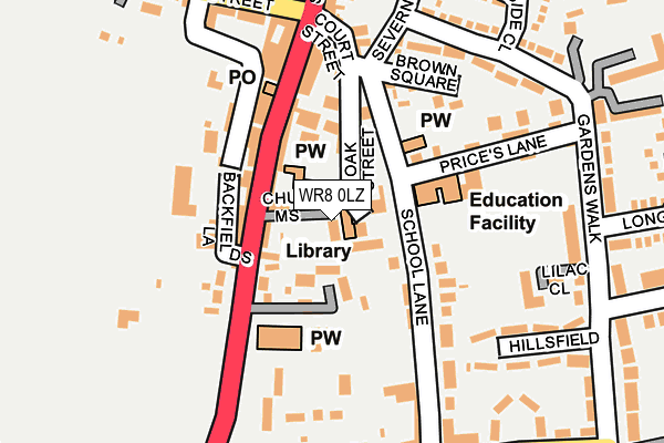 WR8 0LZ map - OS OpenMap – Local (Ordnance Survey)
