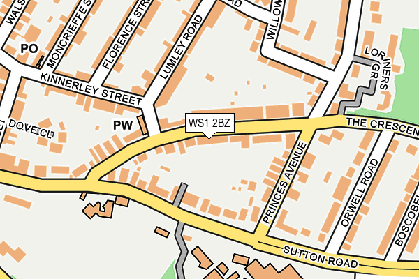 WS1 2BZ map - OS OpenMap – Local (Ordnance Survey)