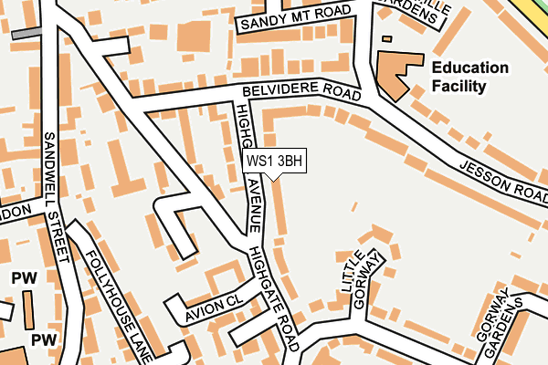 WS1 3BH map - OS OpenMap – Local (Ordnance Survey)