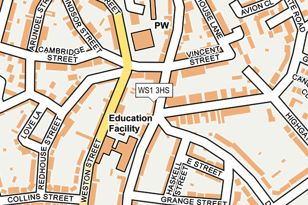 WS1 3HS map - OS OpenMap – Local (Ordnance Survey)