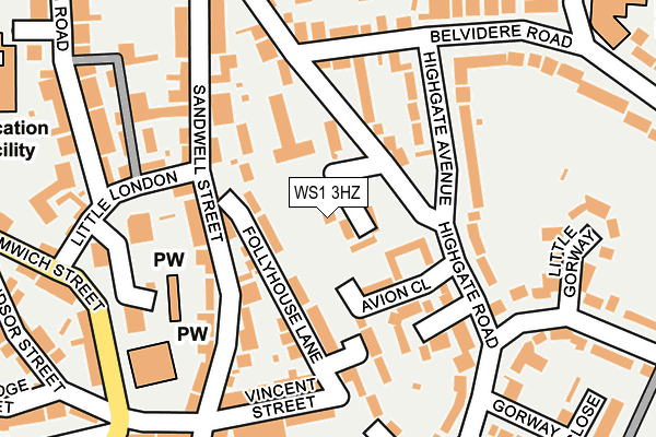 WS1 3HZ map - OS OpenMap – Local (Ordnance Survey)