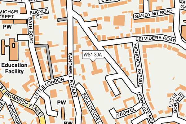 WS1 3JA map - OS OpenMap – Local (Ordnance Survey)