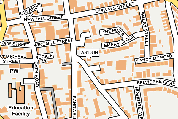 WS1 3JN map - OS OpenMap – Local (Ordnance Survey)