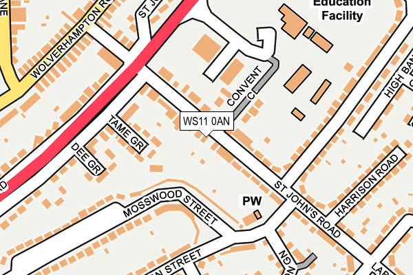 WS11 0AN map - OS OpenMap – Local (Ordnance Survey)