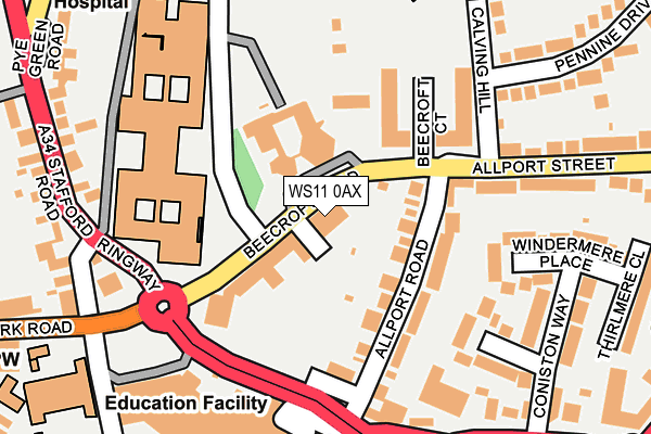 WS11 0AX map - OS OpenMap – Local (Ordnance Survey)