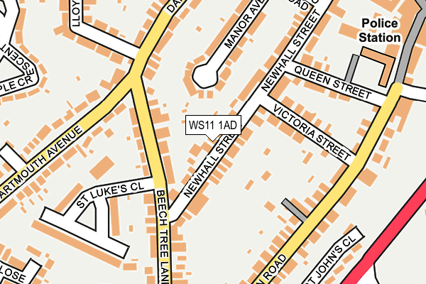WS11 1AD map - OS OpenMap – Local (Ordnance Survey)