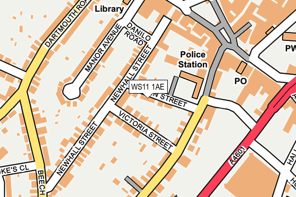 WS11 1AE map - OS OpenMap – Local (Ordnance Survey)
