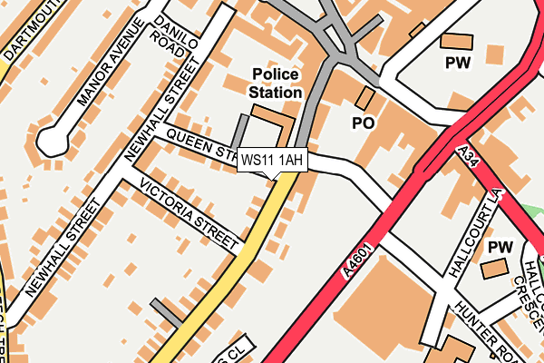 WS11 1AH map - OS OpenMap – Local (Ordnance Survey)