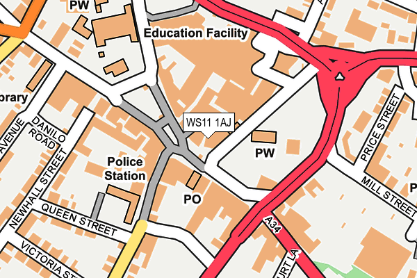 WS11 1AJ map - OS OpenMap – Local (Ordnance Survey)