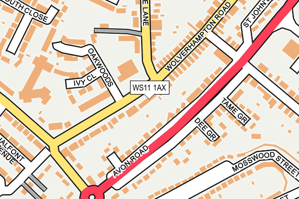 WS11 1AX map - OS OpenMap – Local (Ordnance Survey)