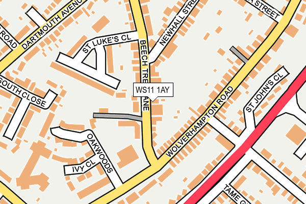 WS11 1AY map - OS OpenMap – Local (Ordnance Survey)