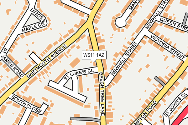 WS11 1AZ map - OS OpenMap – Local (Ordnance Survey)