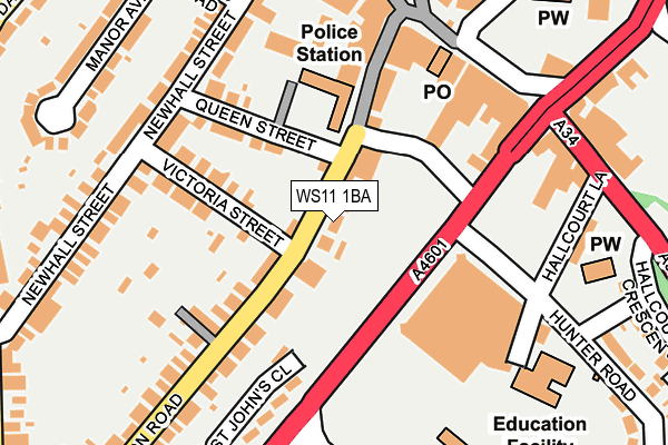 WS11 1BA map - OS OpenMap – Local (Ordnance Survey)