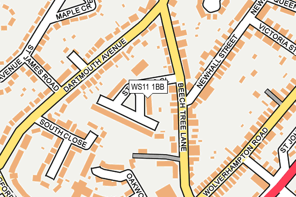 WS11 1BB map - OS OpenMap – Local (Ordnance Survey)