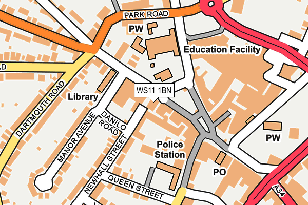 WS11 1BN map - OS OpenMap – Local (Ordnance Survey)