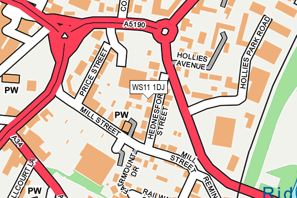 WS11 1DJ map - OS OpenMap – Local (Ordnance Survey)