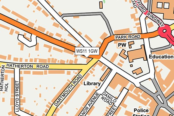 WS11 1GW map - OS OpenMap – Local (Ordnance Survey)