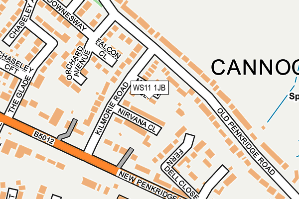 WS11 1JB map - OS OpenMap – Local (Ordnance Survey)