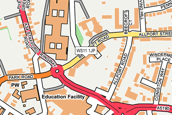 WS11 1JP map - OS OpenMap – Local (Ordnance Survey)