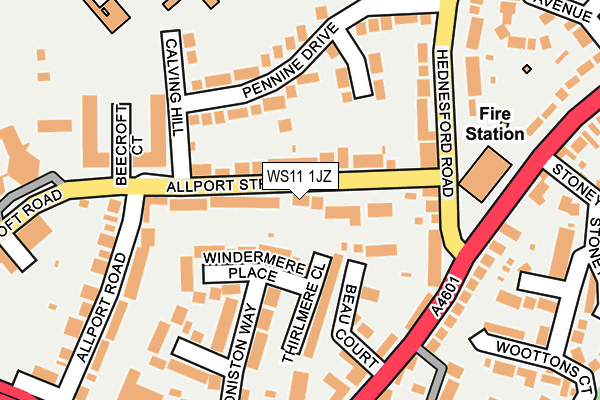 WS11 1JZ map - OS OpenMap – Local (Ordnance Survey)