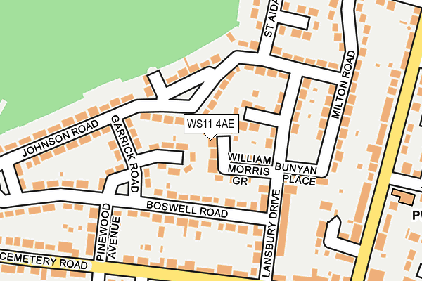 WS11 4AE map - OS OpenMap – Local (Ordnance Survey)