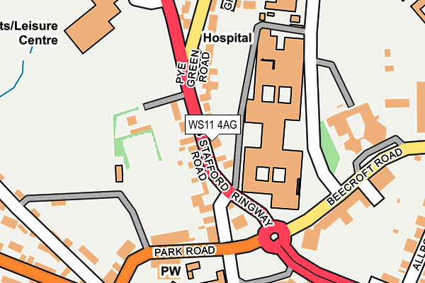 WS11 4AG map - OS OpenMap – Local (Ordnance Survey)