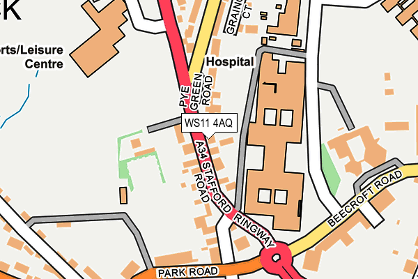 WS11 4AQ map - OS OpenMap – Local (Ordnance Survey)